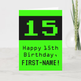 Tarjeta 15º cumpleaños: Nerdy / Geeky Style "15" y nombre