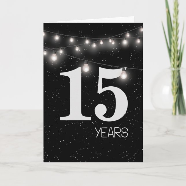 Tarjeta 15° Aniversario con luces y estrellas (Anverso)