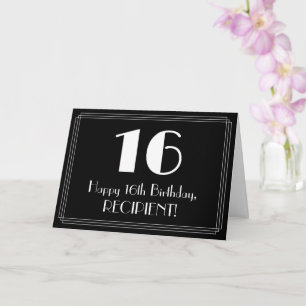 Tarjeta 16º cumpleaños ~ Art Deco Inspirado Aspecto "16",
