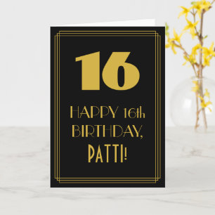 Tarjeta 16º cumpleaños ~ Art Deco Inspirado Aspecto "16" y