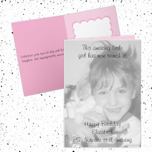 Tarjeta 16.ª fama de cumpleaños rosa