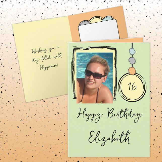 Tarjeta 16.ª foto de cualquier edad de cumpleaños verde (Subido por el creador)