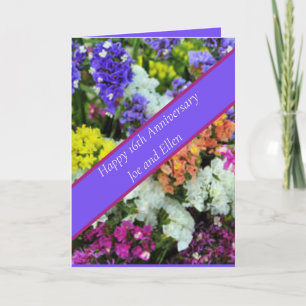 Tarjeta 16.º aniversario de colorida estadística