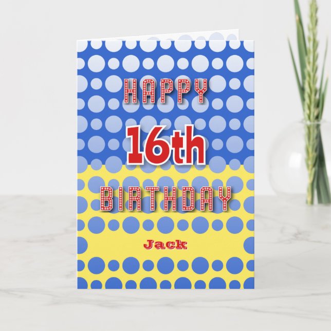 Tarjeta 16.º cumpleaños agregar el patrón de círculos de n (Anverso)