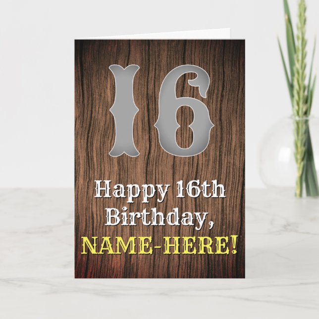 Tarjeta 16.º cumpleaños: Country Western Inspired Look, No (Anverso)