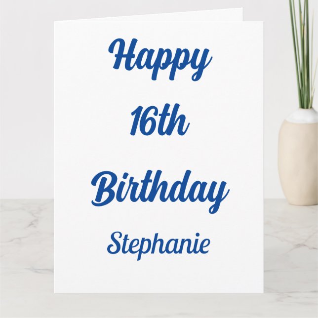 Tarjeta 16.º cumpleaños Dieciséis nombres personalizados B (Anverso)