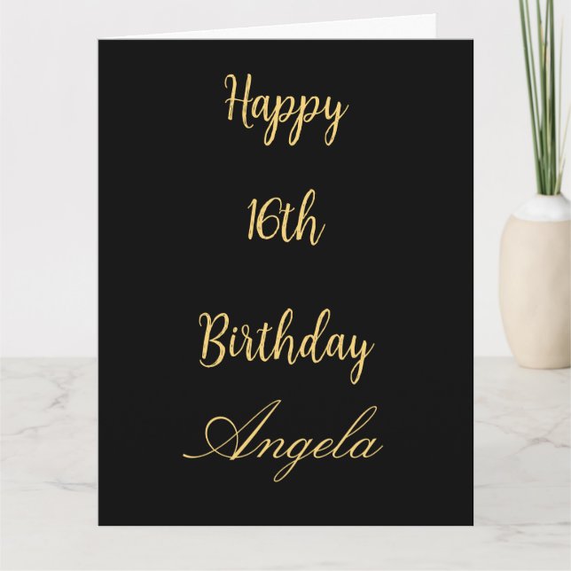 Tarjeta 16.º cumpleaños Dieciséis nombres personalizados G (Anverso)