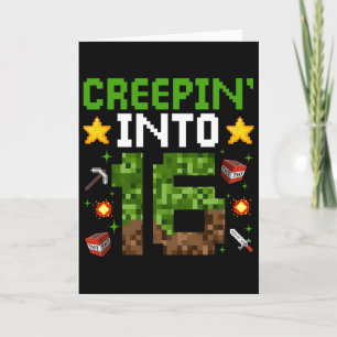 Tarjeta 16.º Jugador de cumpleaños Pixel Creepin’ En 16 Vi