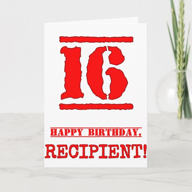 Tarjeta 16 Aniversario: Diversión, sello rojo de goma insp (Anverso)