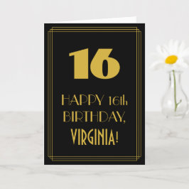 Tarjeta 16 Aniversario - Estilo Art Deco inspirado "16" y 