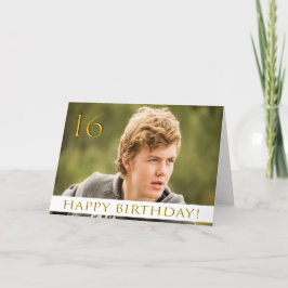 Tarjeta 16 años para un niño con tu foto de retrato