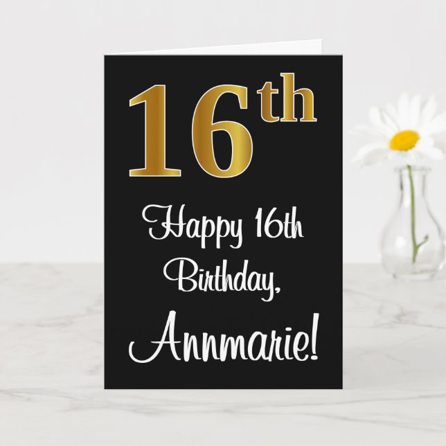 Tarjeta 16 cumpleaños ~ Elegante lujoso Faux Gold Look # (Planta pequeña)