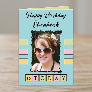 Tarjeta 16 hoy agregar foto edad nombre turquesa cumpleaño