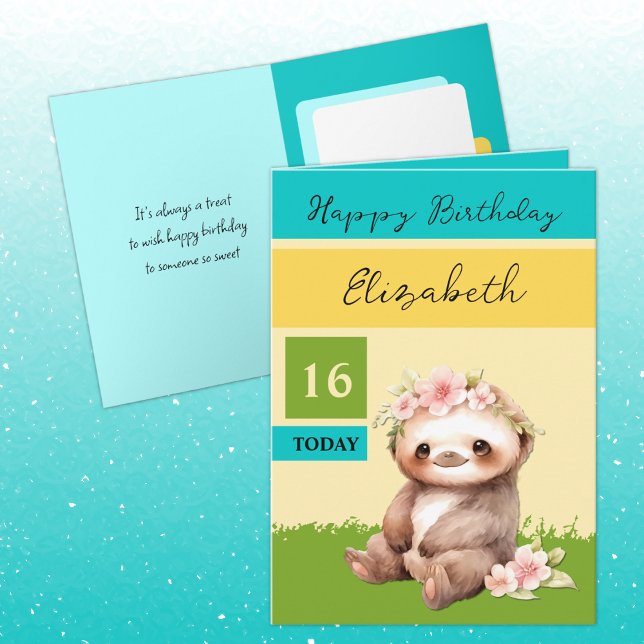 Tarjeta 16 hoy lentitud añadir nombre turquesa cumpleaños  (Subido por el creador)