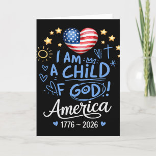 Tarjeta 1776 2026 Niño Americano De Dios Cumpleaños 250 4º