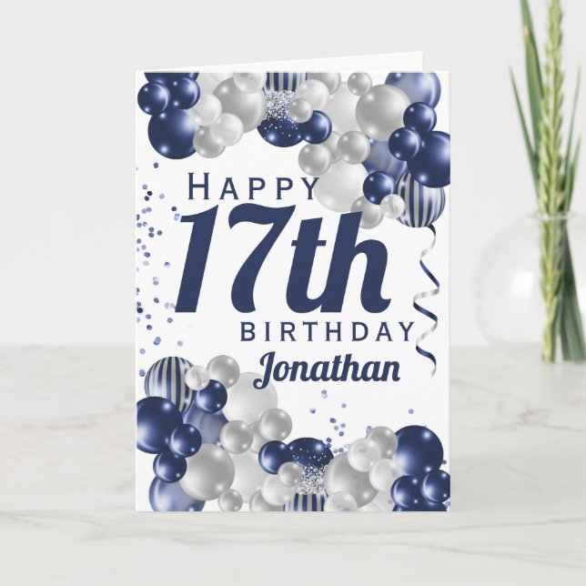 Tarjeta 17.º Balón Azul de la Armada de Cumpleaños (Anverso)