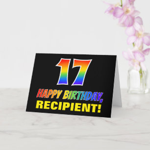 Tarjeta 17.º cumpleaños: audaz, divertido, simple, arcoiri
