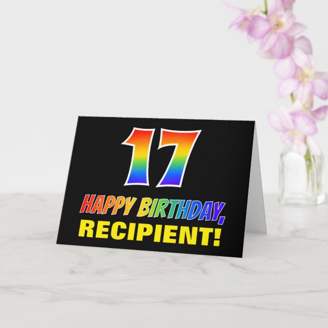 Tarjeta 17.º cumpleaños: audaz, divertido, simple, arcoiri (Orquídea)