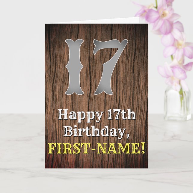 Tarjeta 17.º cumpleaños: Country Western Inspired Look, No (Orquídea)