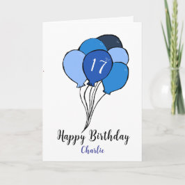 Tarjeta 17.º manojo de globos azules