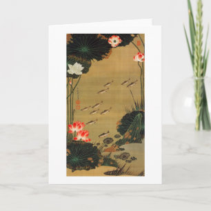 Tarjeta 17. 蓮池遊魚図, charca con Lotus, Jakuchū del 若冲