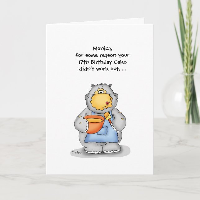 Tarjeta 17 Aniversario de la cocción de Hippo - Personaliz (Anverso)