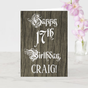 Tarjeta 17 Aniversario: Elegante texto, elegante; aparienc