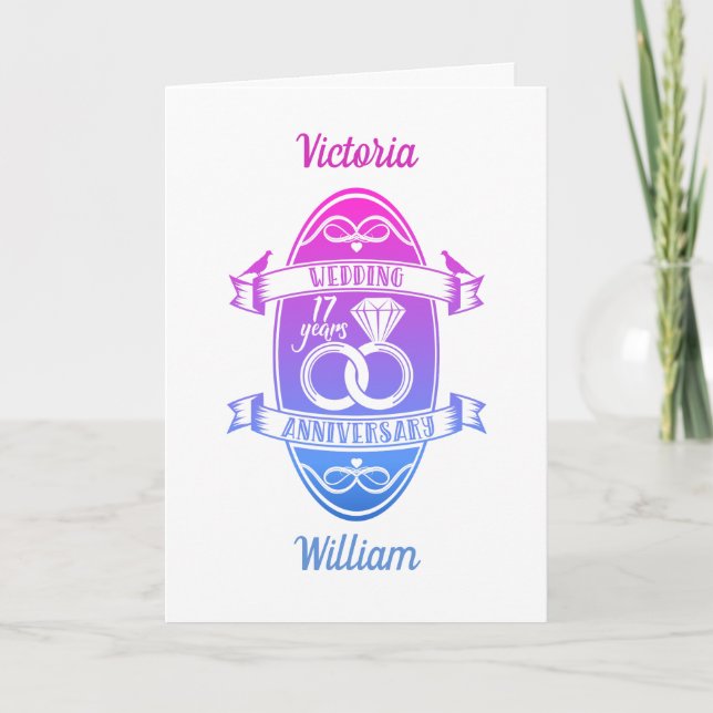 Tarjeta 17 Año 17º aniversario del boda (Anverso)