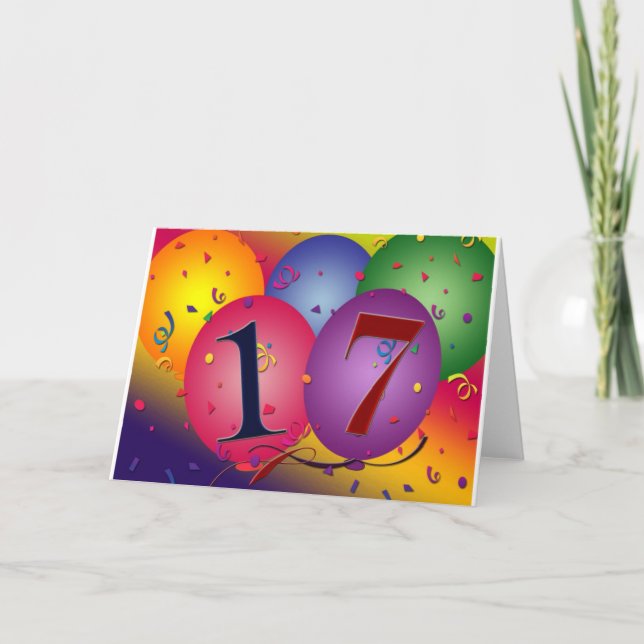 Tarjeta 17 Años! Globos de cumpleaños (Anverso)