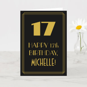 Tarjeta 17 cumpleaños ~ Art Deco Inspirado Aspecto "17" y