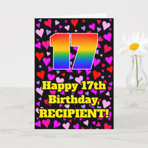 Tarjeta 17 Cumpleaños: Patrón de Corazones Amorosos, Arcoí