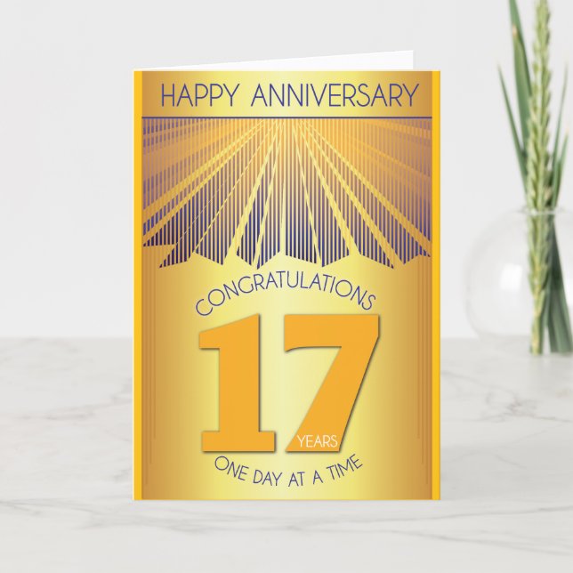 Tarjeta 17 Year Sober Anniversary | Golden Ray 12 Step  (Anverso)