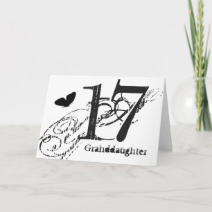 Tarjeta 17mo cumpleaños para una nieta, mariposa