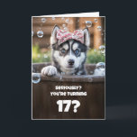 Tarjeta 17th Birthday Cute and Funny Husky Tub<br><div class="desc">This adorable card features a sweet little husky with a surprised expression,  bringing a fun and playful vibe. It can be personalized for any age,  with this one designed especially for a 17th birthday. Perfectly cute for any teenager!</div>