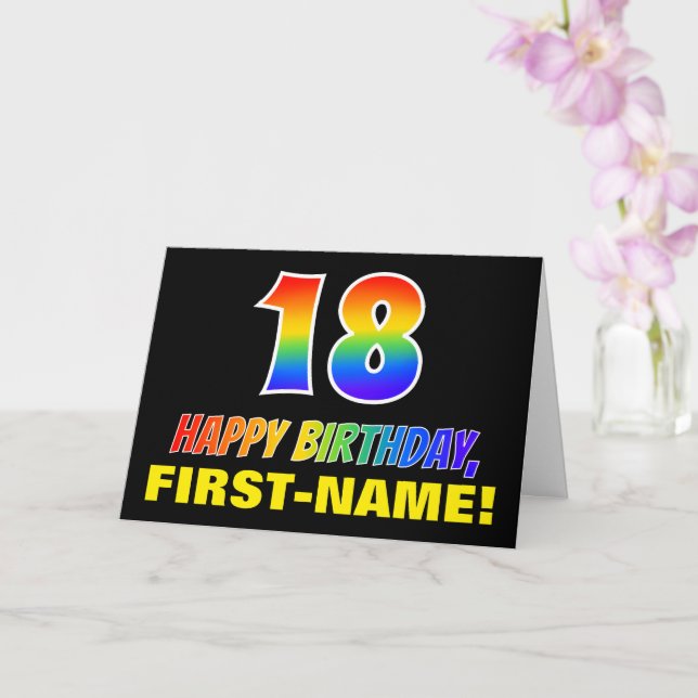 Tarjeta 18º cumpleaños: audaz, divertido, simple, arcoiris (Orquídea)