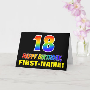 Tarjeta 18º cumpleaños: audaz, divertido, simple, arcoiris