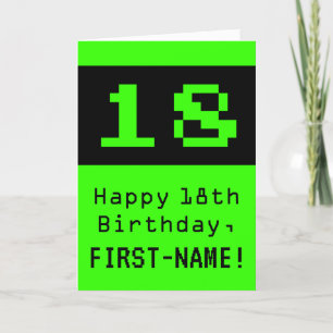 Tarjeta 18º cumpleaños: Nerdy / Geeky Style "18" y nombre