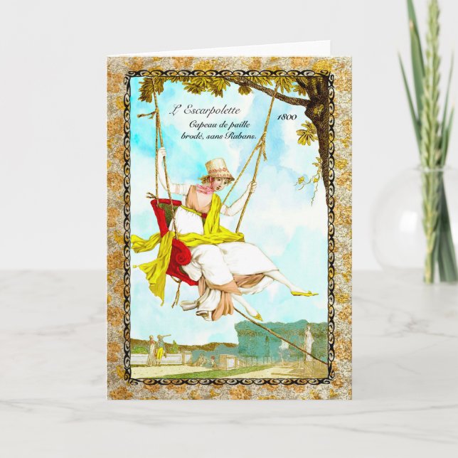 Tarjeta 1800 de felicitación de la moda de la (Anverso)