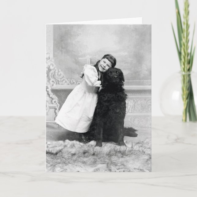 Tarjeta 1890 chicas sonrientes y su perro del perro (Anverso)