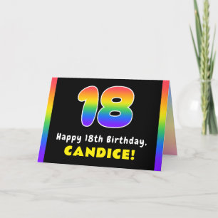 Tarjeta 18.º cumpleaños: arcoiris colorido # 18, nombre pe
