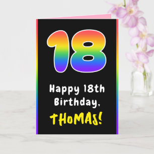 Tarjeta 18.º cumpleaños: arcoiris colorido # 18, nombre pe