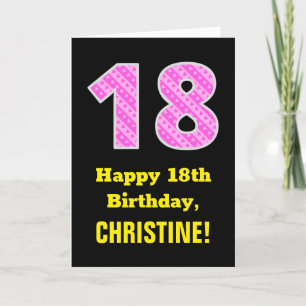 Tarjeta 18.º cumpleaños: Bandas y corazones rosados "18" +