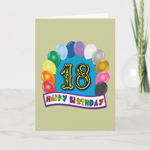 Tarjeta 18.º cumpleaños con diseño de globos variados