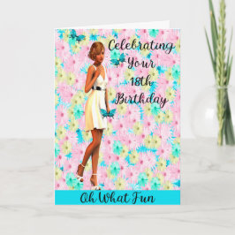 Tarjeta 18.º cumpleaños con Pastel Daisies y Chica
