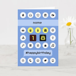 Tarjeta 18.º cumpleaños de computación de nombres agregado
