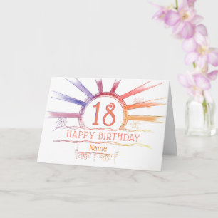 Tarjeta 18.º cumpleaños - explosión de sol multicolor a ma