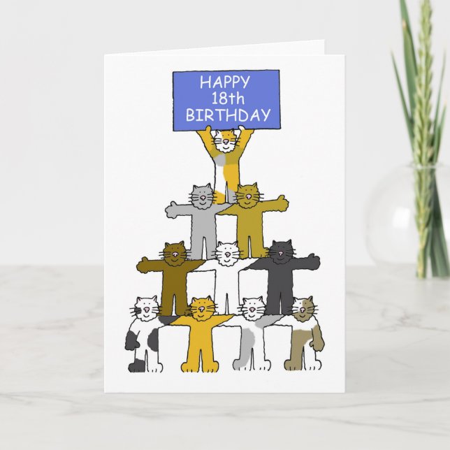 Tarjeta 18.º Cumpleaños Gatos Personalizados (Anverso)