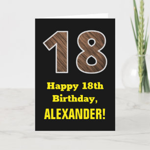 Tarjeta 18.º cumpleaños: Nombre, Patrón de grano de madera