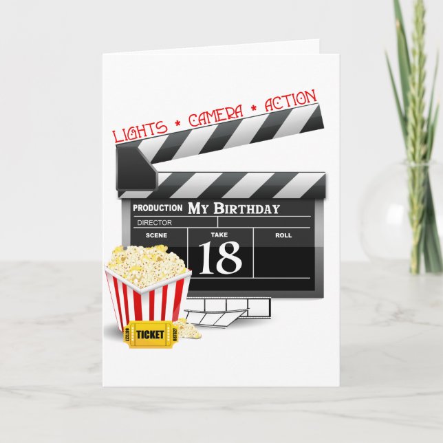 Tarjeta 18.º Fiesta de cine de cumpleaños (Anverso)