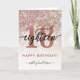 Tarjeta 18.º Purpurina de Moda de cumpleaños Ombre